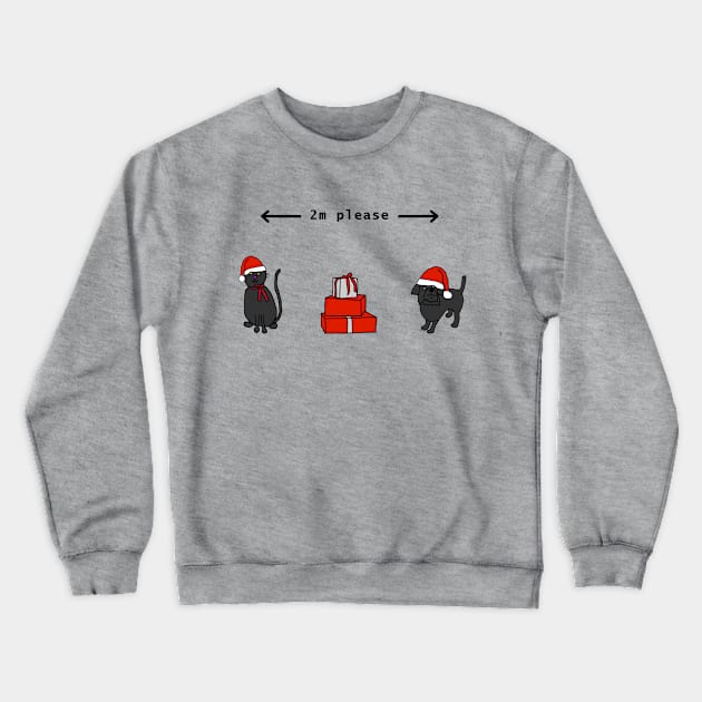 Social Distancing Cats and Dogs at Christmas Crewneck Sweatshirt by ellenhenryart